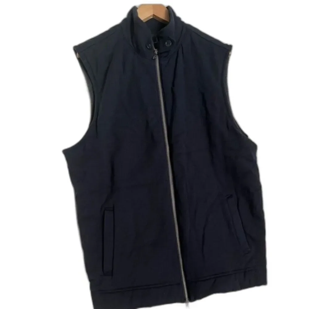 Banana‎ Republic Vest Mens Large Gray Wool Blend Sleeveless Full Zip VTG